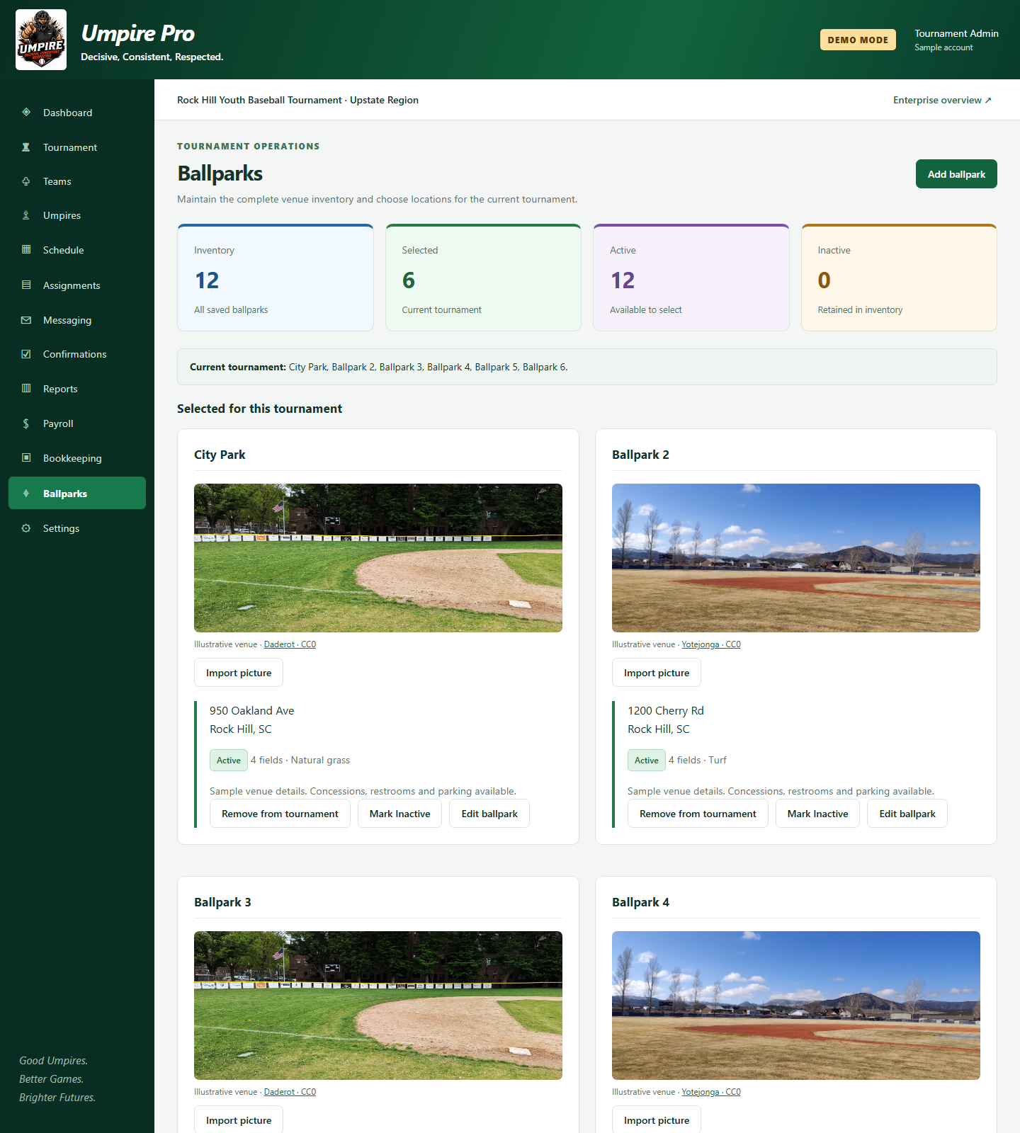 Umpire Pro Ballparks preview